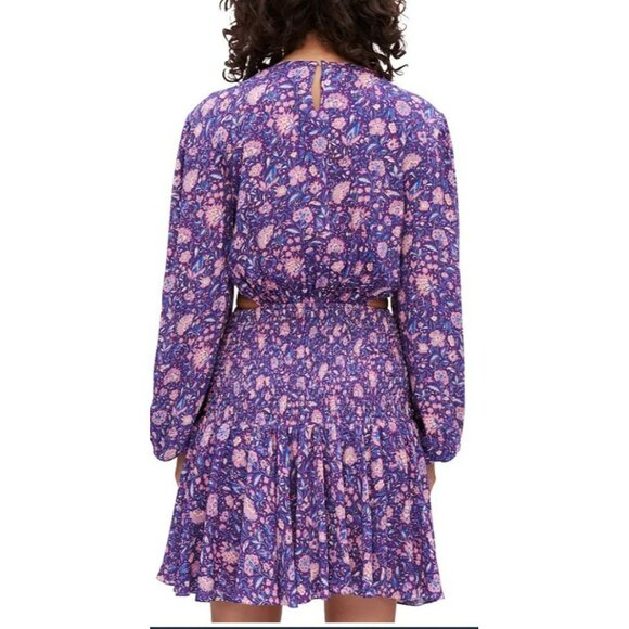 Maje Floral Ruched Cut Out Mini Dress Size 40 Large NWT - Picture 2 of 11